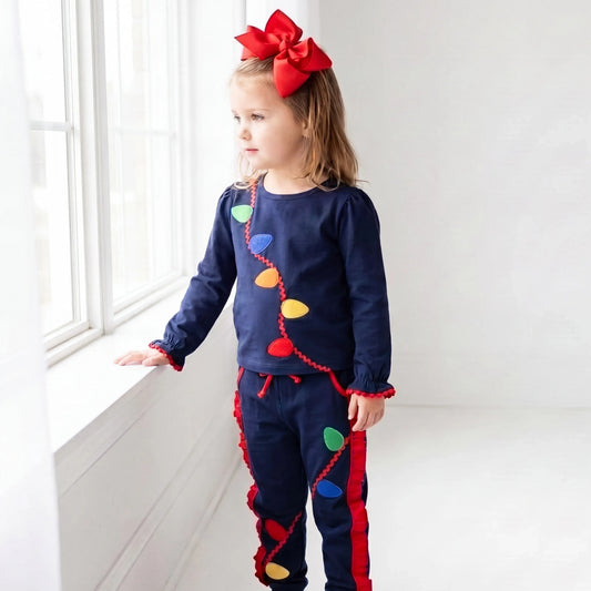 Girls Christmas Lights Jogger Set