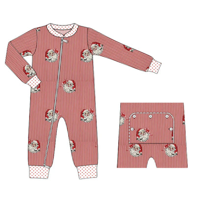 Boys Striped Vintage Santa Zip Up Loungewear