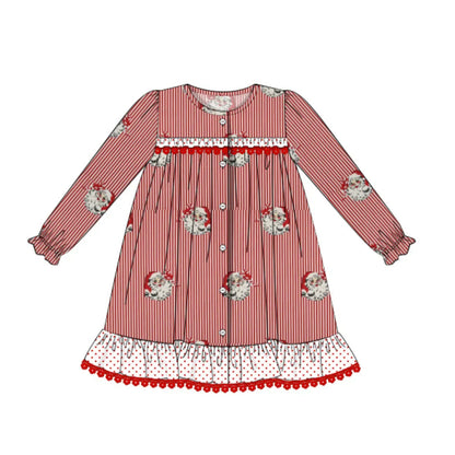Girls Striped Vintage Santa Lounge Gown