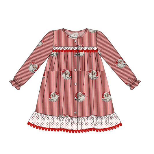 Girls Striped Vintage Santa Lounge Gown