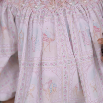 Nativity Geometric & Pearls Smocked Bishop Bubble