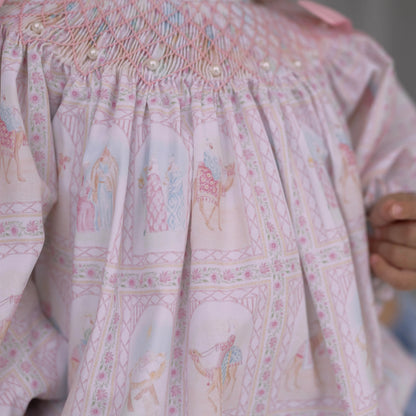 Nativity Geometric & Pearls Smocked Bishop Bubble