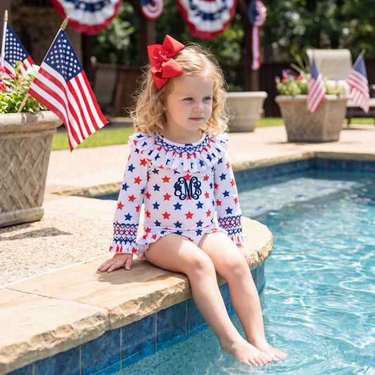 Girls Star Spangled Swim 1PC Rash Guard