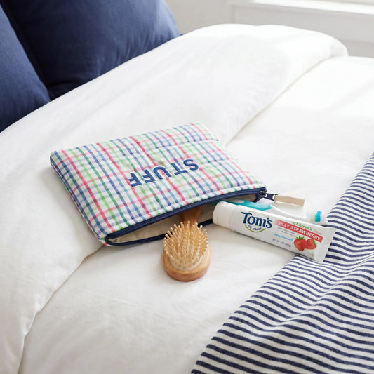 Primary Plaid Small Zippered Pouch