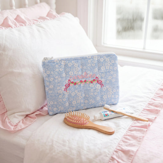 Blue Floral Small Zippered Pouch