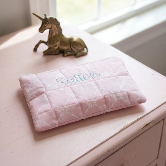 Pink Bows Small Zippered Pouch