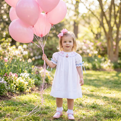 Birthday Bows Smocked Dress 4T