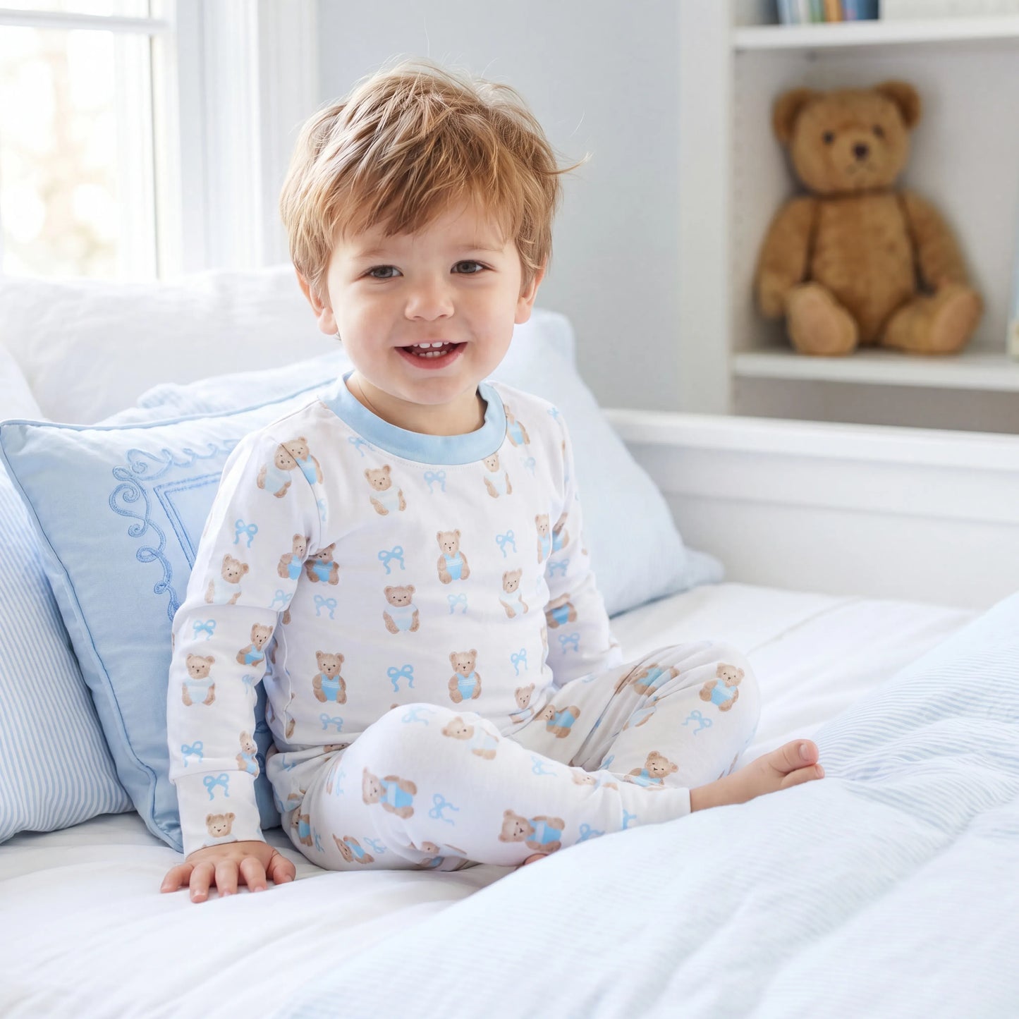 Blue Bears & Bows Bamboo 2 Piece Loungewear