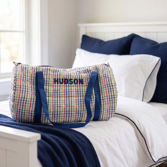 Primary Plaid Quilted Duffel