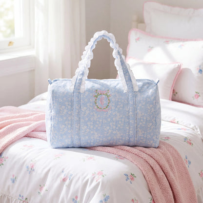 Blue Floral Quilted Duffel