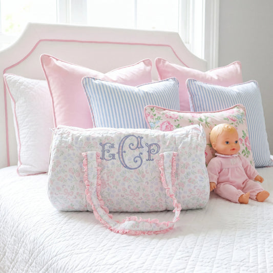 Pastel Floral & Bows Quilted Duffel