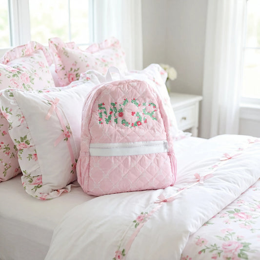 Pink Bows Quilted Backpack
