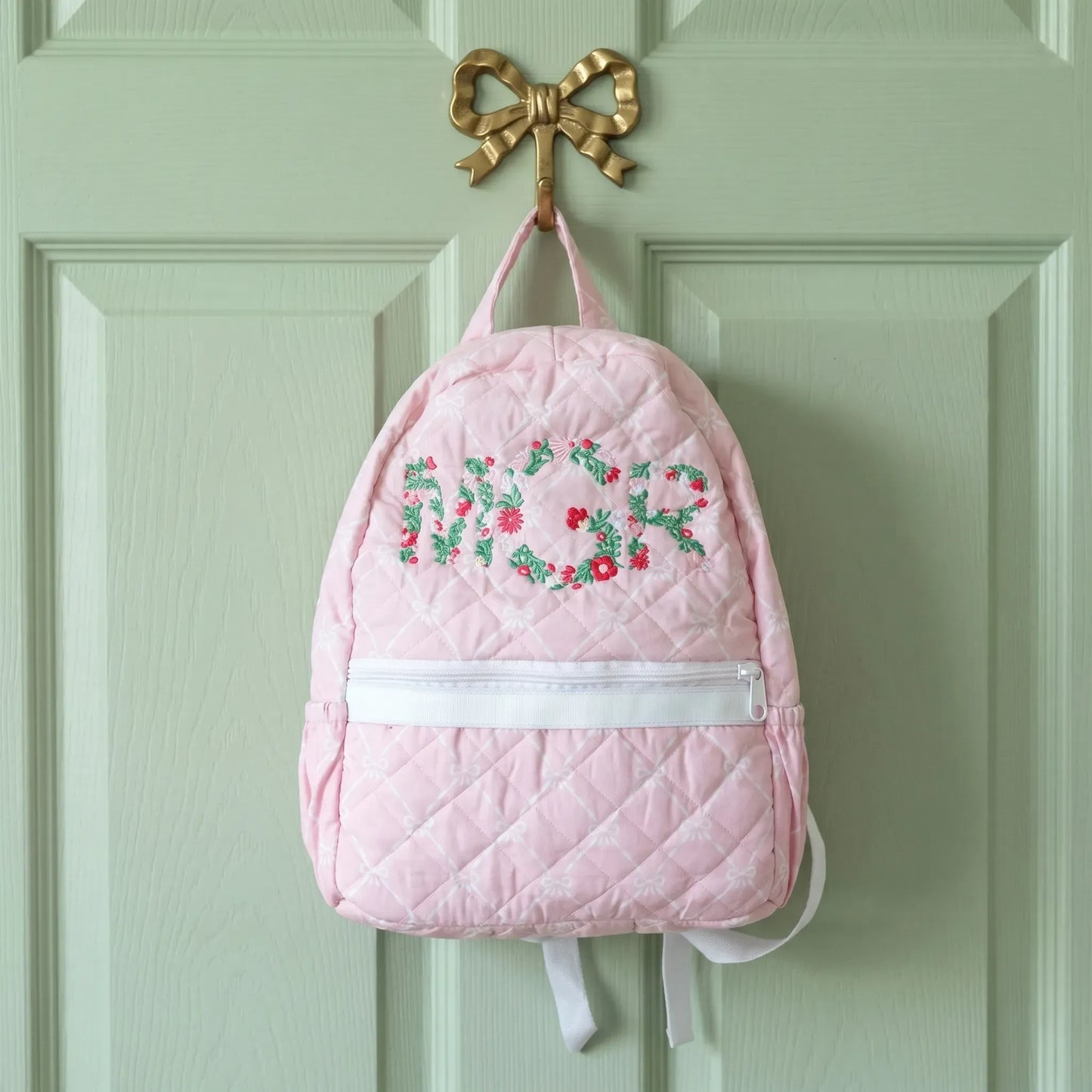 Pink Bows Quilted Backpack