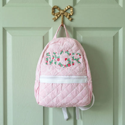 Pink Bows Quilted Backpack