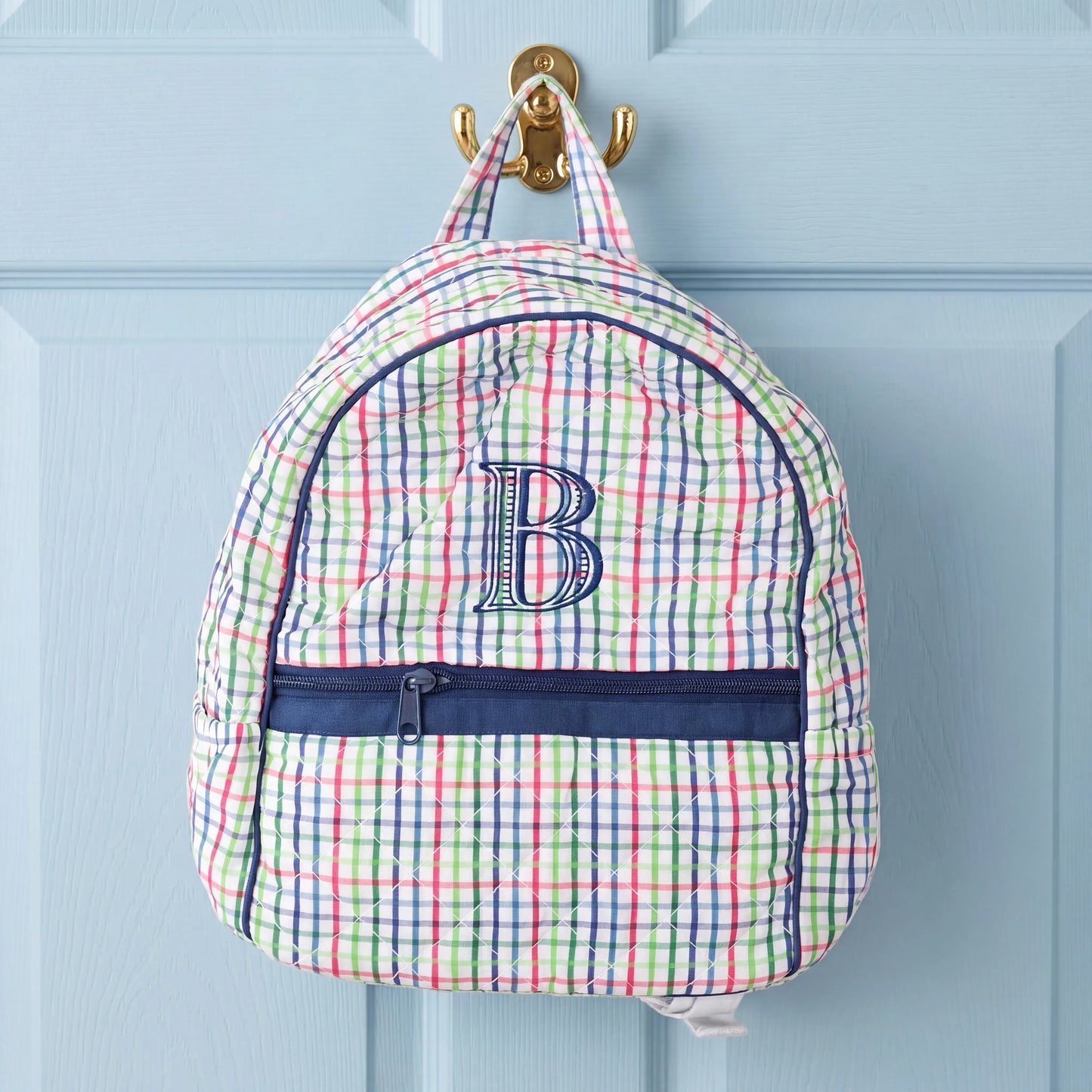 Primary Plaid Quilted Backpack