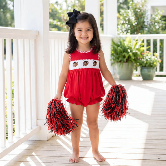 Smocked Footballs & Bows Bubble