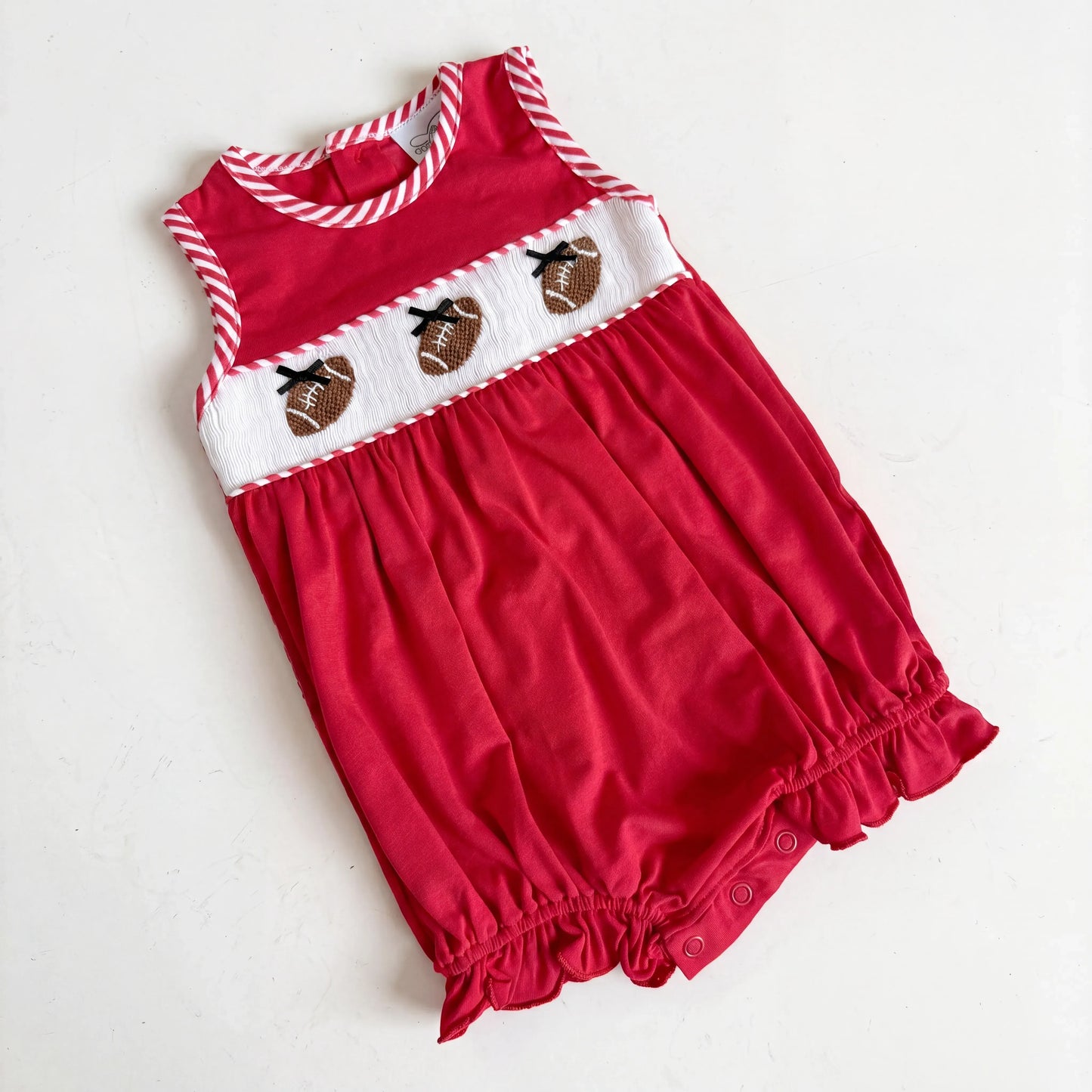 Smocked Footballs & Bows Bubble