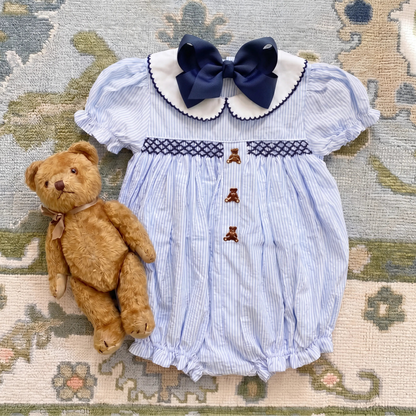 Girls Smocked Teddy Bears Bubble
