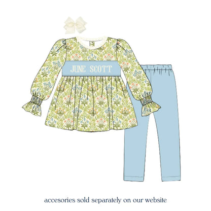 Colette Trellis Name Smocked Legging Set