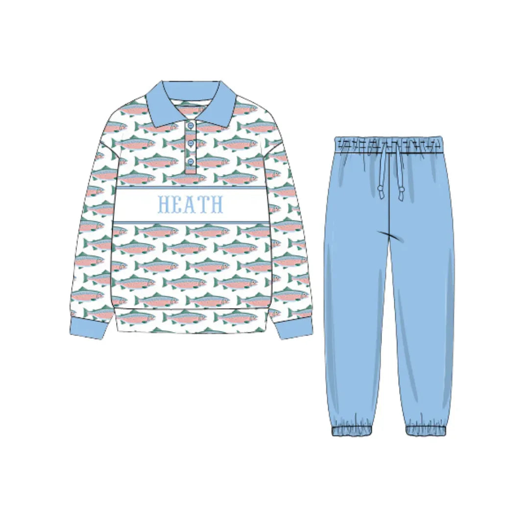 Trout Name Smocked Jogger Set