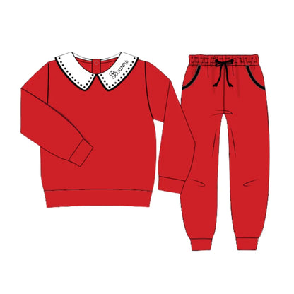 Boys Red & Black Knit Jogger Set