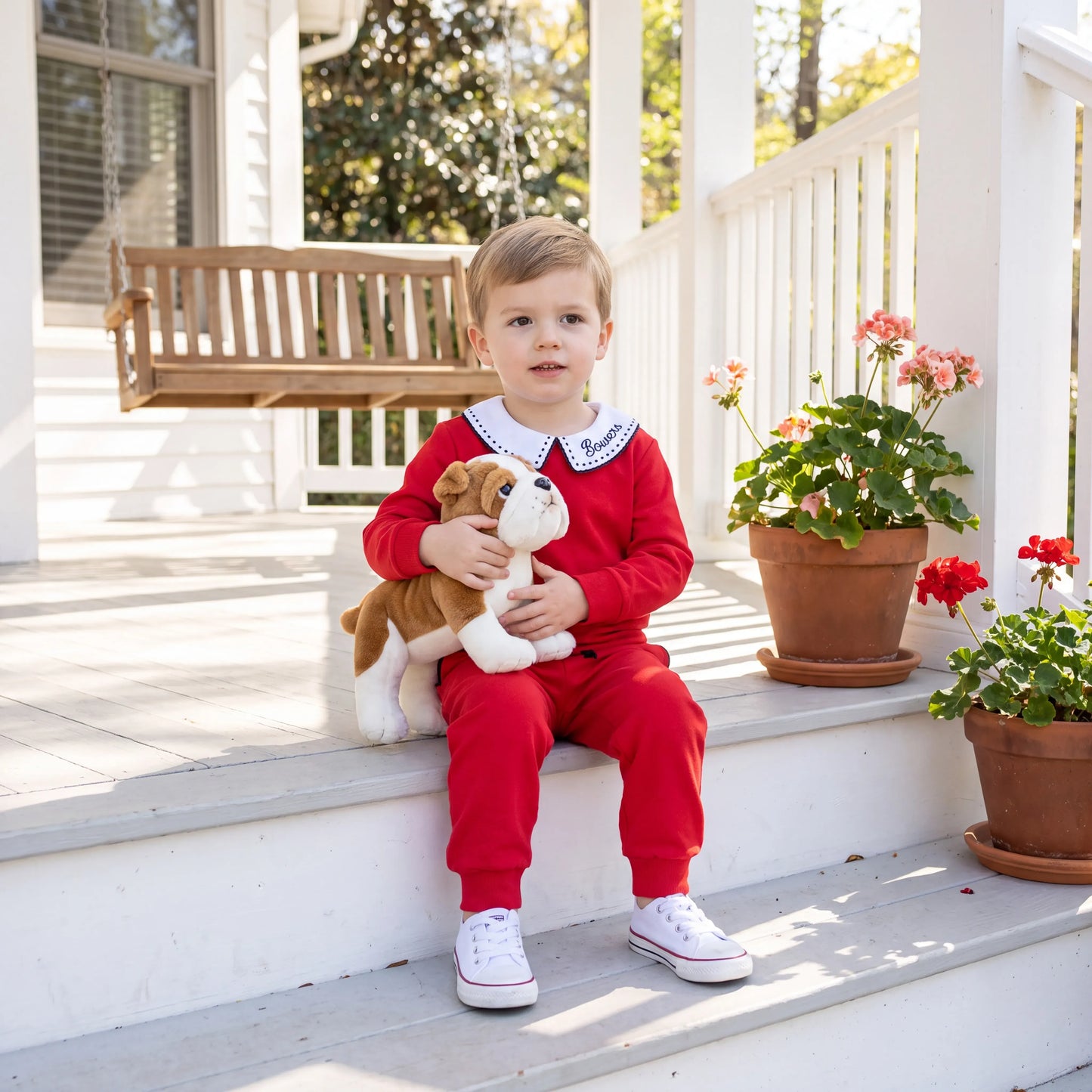 Boys Red & Black Knit Jogger Set