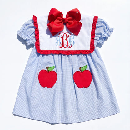 Blue Apple Pocket Bib Dress
