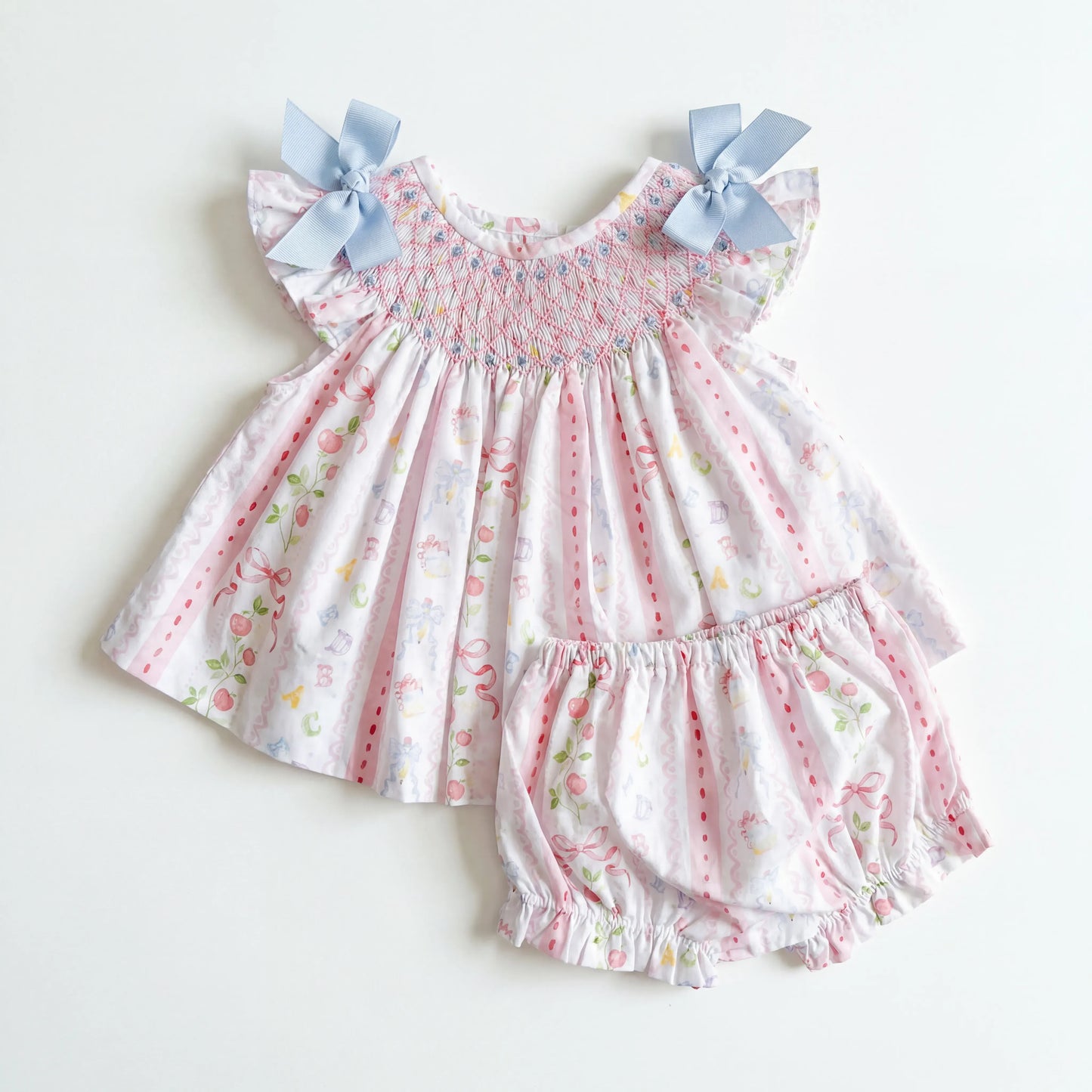 Girls Back To School Smocked Diaper Set