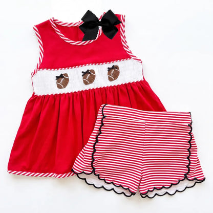 Smocked Footballs & Bows Short Set