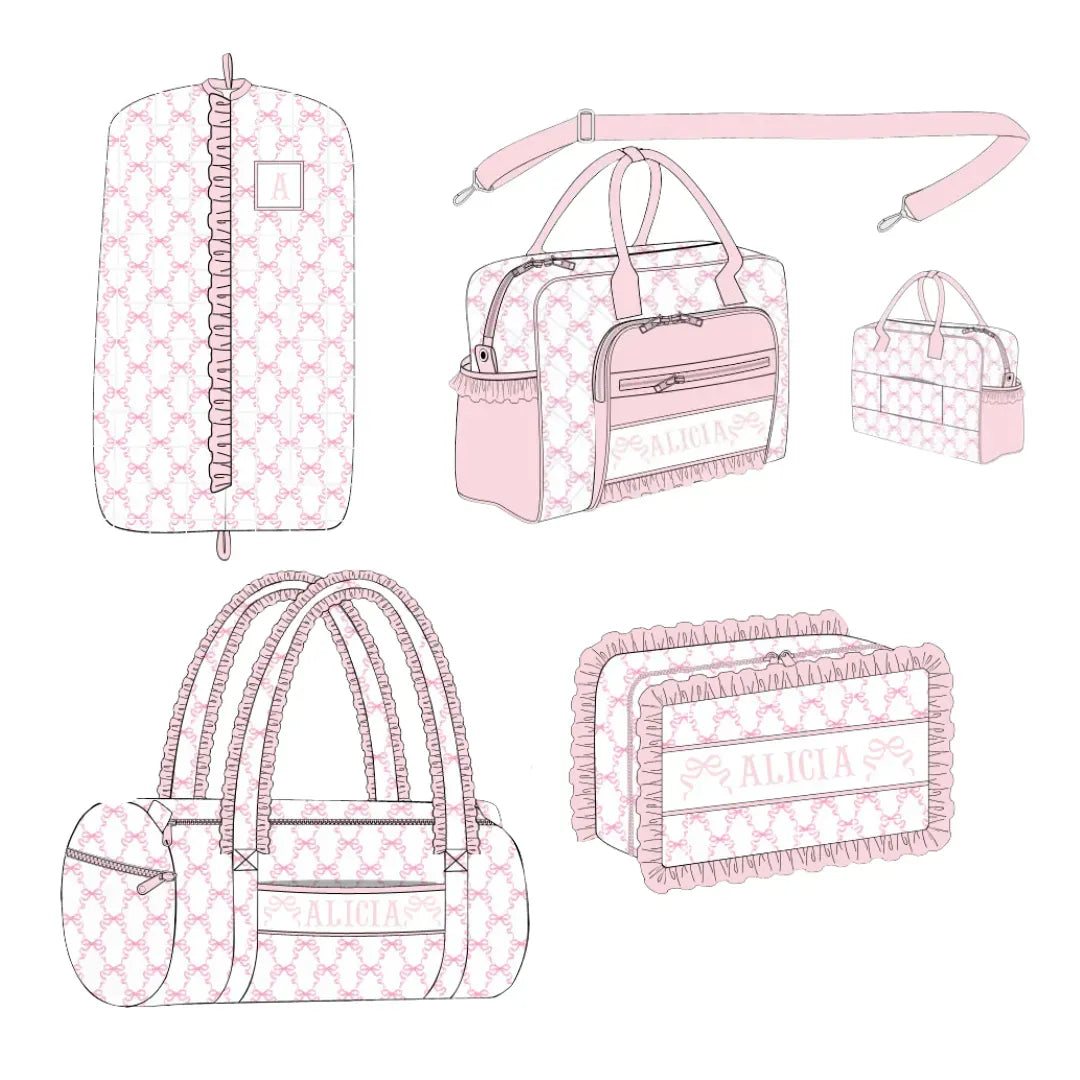 Pink Bows Name Smocked Luggage Collection