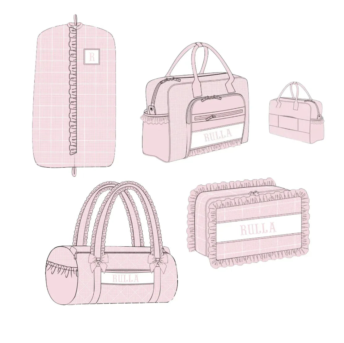 Pink Gingham Name Smocked Luggage Collection