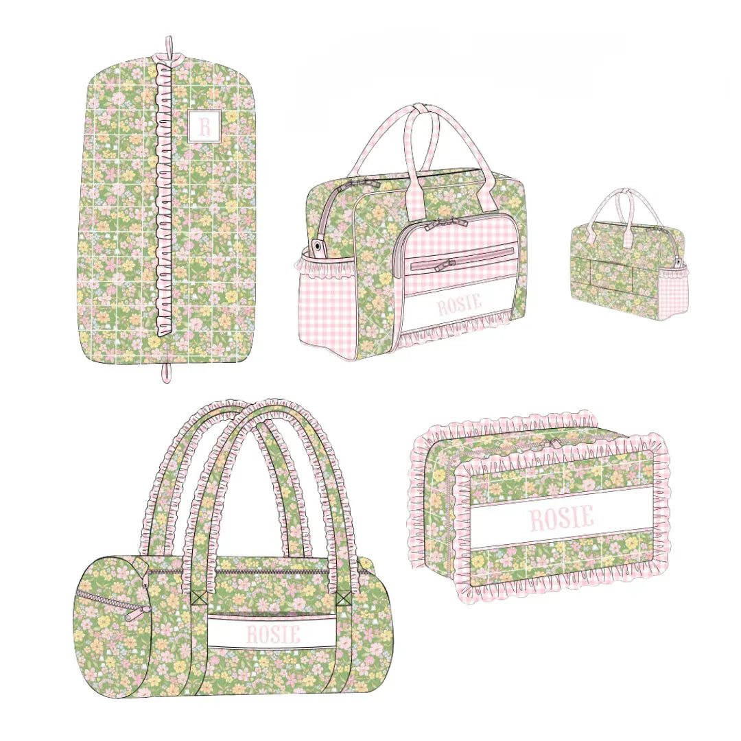 Greta Green Floral Name Smocked Luggage Collection