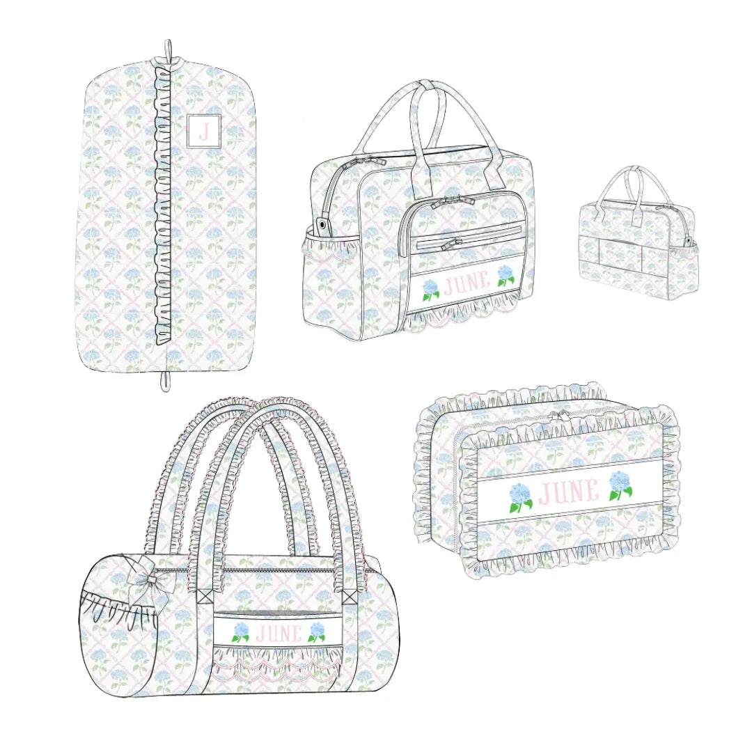 Hydrangea Name Smocked Luggage Collection