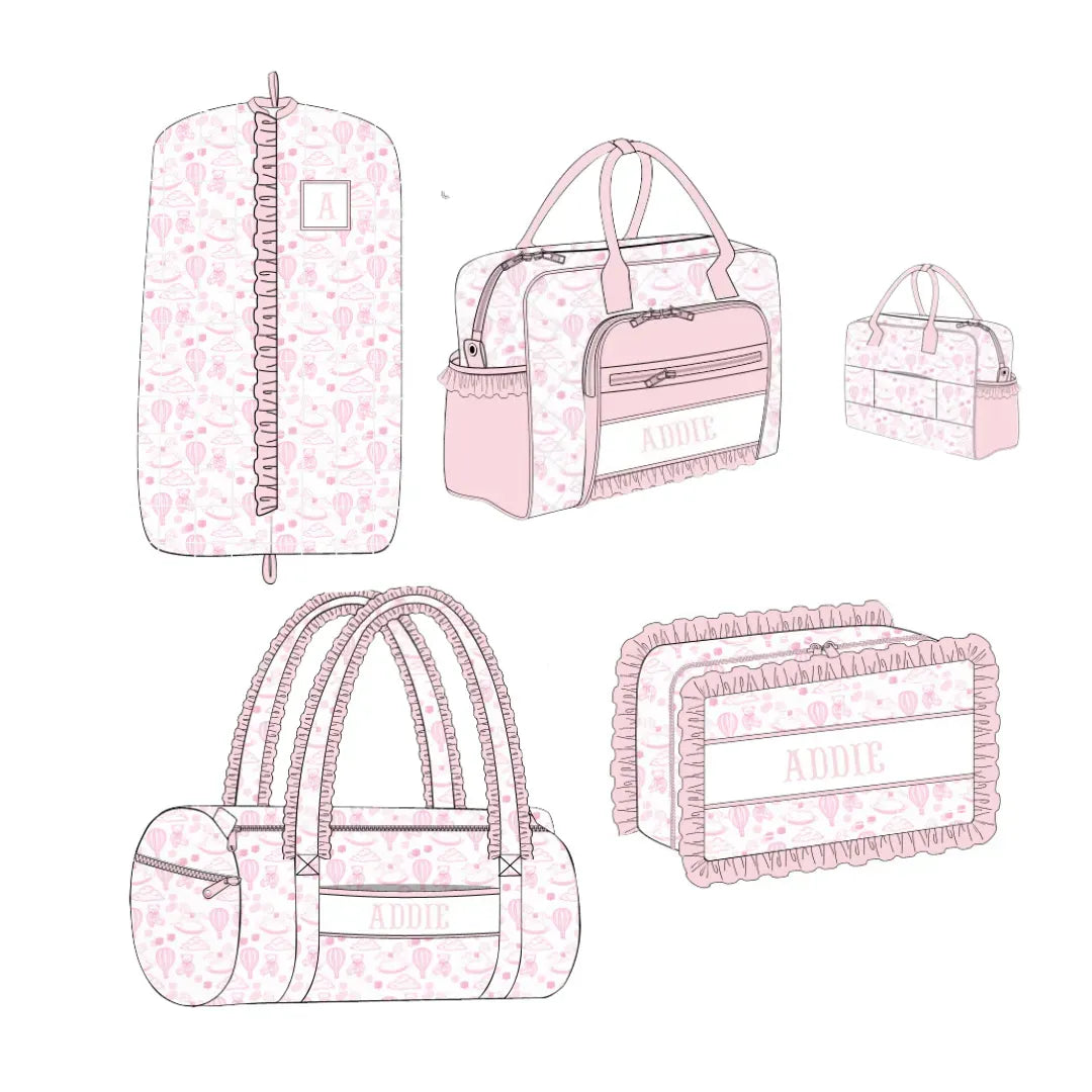 Pink Hot Air Balloons Name Smocked Luggage Collection