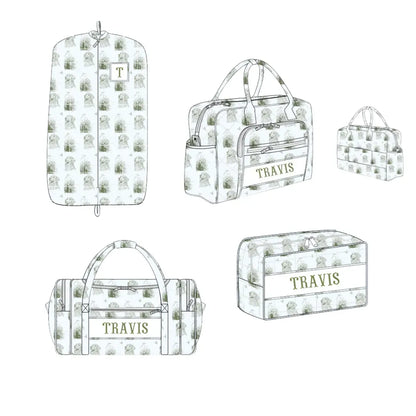 Hunting Toile Name Smocked Luggage Collection