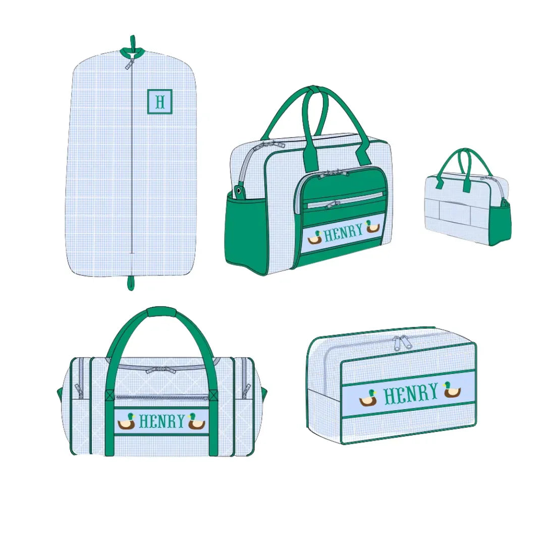 Blue & Green Mallard Name Smocked Luggage Collection