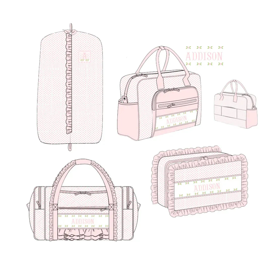 Bitty Dot Roses Name Smocked Luggage Collection