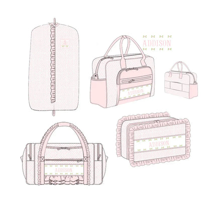Bitty Dot Roses Name Smocked Luggage Collection