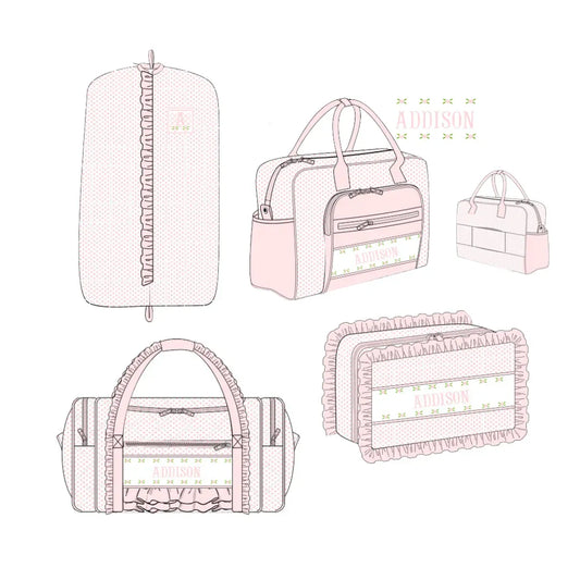 Bitty Dot Roses Name Smocked Luggage Collection