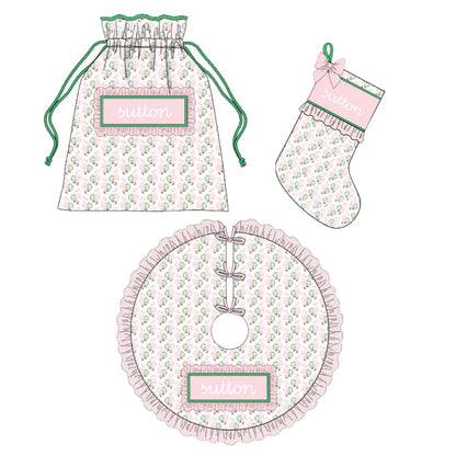 Pink Santas Name Smocked Quilted Christmas Collection