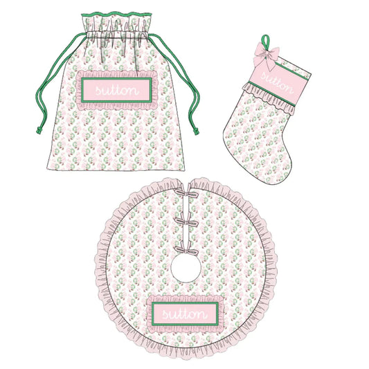 Pink Santas Name Smocked Quilted Christmas Collection
