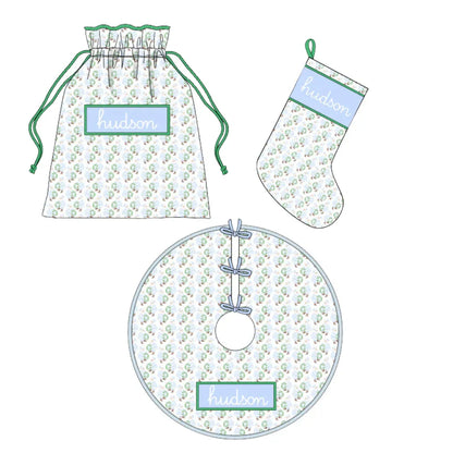Blue Santas Name Smocked Quilted Christmas Collection
