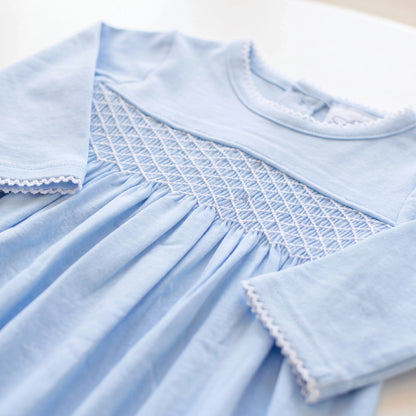Blue Smocked Day Gown