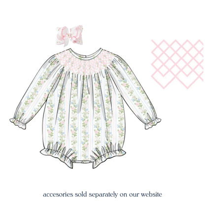 Sullivan Stripes Geometric Smocked Bubble