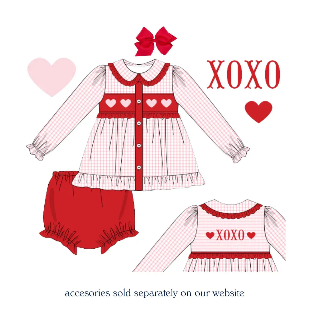 Girls XOXO Double Smocked Diaper Set