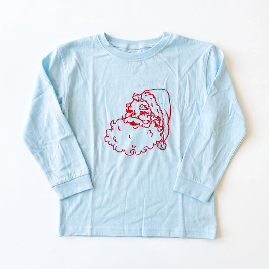 Light Blue Santa Long Sleeve T-Shirt