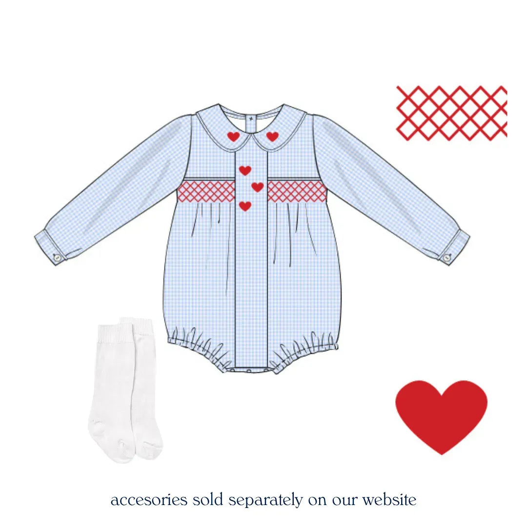 Boys Keepsake Hearts Smocked Bubble