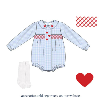Boys Keepsake Hearts Smocked Bubble