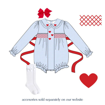 Girls Keepsake Hearts Smocked Bubble