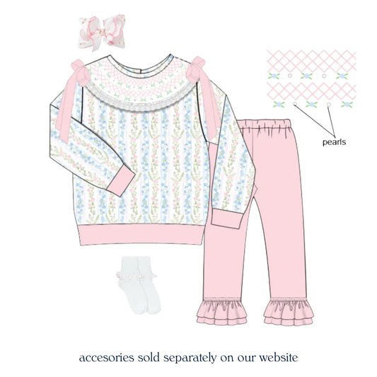 Dorothy Floral Geomeetric Smocked Legging Set